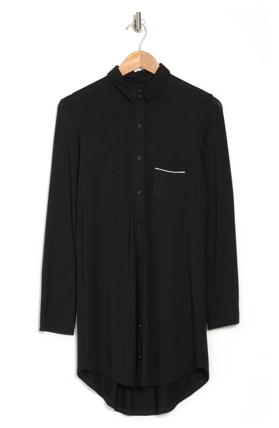 Nordstrom Rack Tranquility Button Front Nightshirt In Black