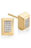 Monica Vinader Baja Deco Diamond Stud Earrings In Yellow Gold