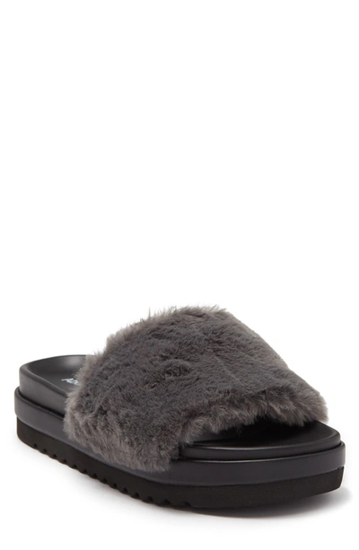 Abound Jane Faux Fur Platform Slide Sandal In Grey