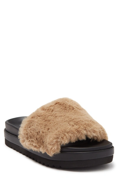 Abound Jane Faux Fur Platform Slide Sandal In Tan Camel