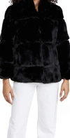 Apparis Skylar Faux Fur Tiered Short Coat In Noir