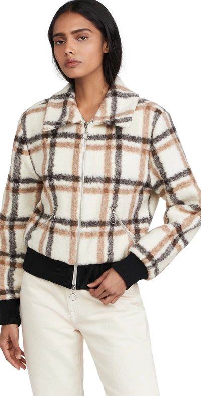 Jonathan Simkhai Standard Pia Sustainable Sherpa Plaid Bomber Jacket In Multi