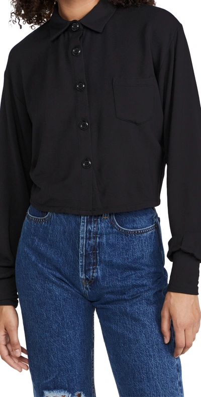 Lna Cropped Button Up Sweatshirt