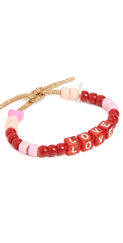 Lauren Rubinski Love Beads By Lr 'love' Beaded Bracelet In Pink Multi
