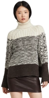 3.1 Phillip Lim Striped Cable-knit Wool Turtleneck Sweater