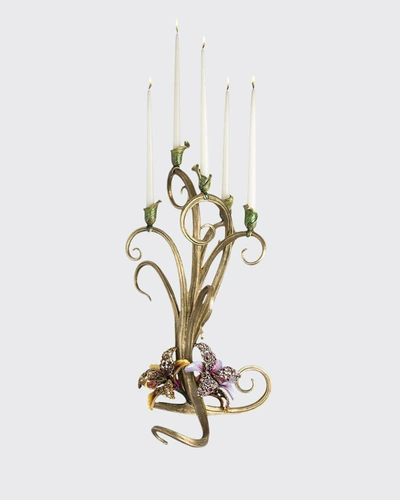 Jay Strongwater Orchid Candelabra In Multi Colors