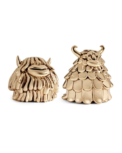 L'objet Lobjet Gold Niki And Simon 24ct Gold-plated Brass Salt And Pepper Shakers In Antique Gold