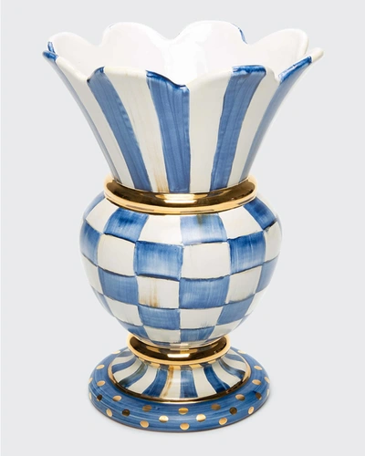 Mackenzie-childs Royal Check Great Vase In Blue/white