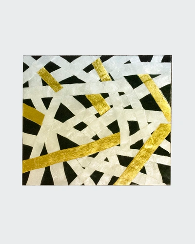 Nomi K Shell With Black Gold And White Mother Of Pearl Square Placemat In Black Multi