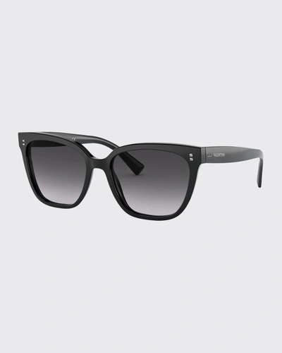 Valentino Rockstud 57mm Gradient Square Sunglasses In Black
