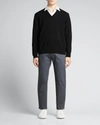 Bergdorf Goodman Men's Classic 12gg Cashmere V-neck Sweater In Black