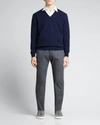 Bergdorf Goodman Men's Classic 12gg Cashmere V-neck Sweater In Dark Blue
