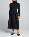 Majestic Cotton-cashmere Long Sleeve Turtleneck Top In Noir