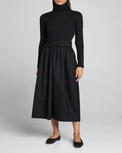 MAJESTIC COTTON-CASHMERE LONG SLEEVE TURTLENECK TOP,PROD168920127