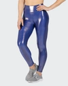 Heroine Sport Marvel Metallic Stretch Leggings In Pacific
