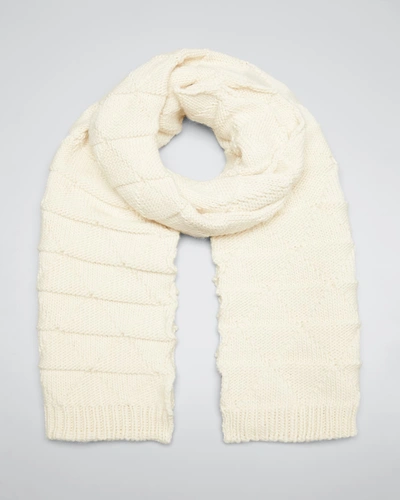 Bottega Veneta Single Crochet Knit Wool Scarf In White