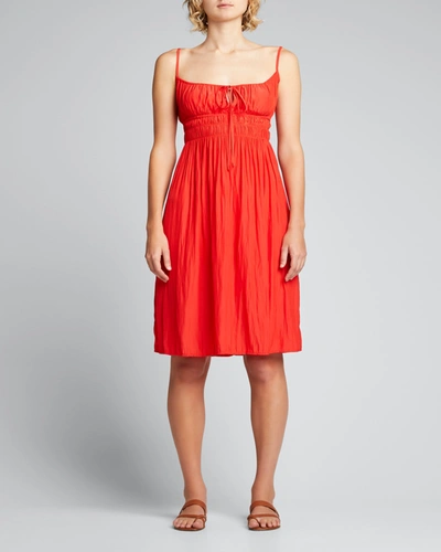 Ciao Lucia Gabriella Sleeveless Smocked Dress In Chili