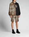 Dolce & Gabbana Leopard-print Spliced Dg Logo Hoodie In Blkleoprt