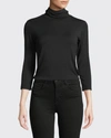 L Agence Aja 3/4-sleeve Turtleneck Top In Espresso