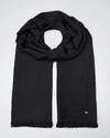 Saint Laurent Monogram Wool Scarf In 1000 Black