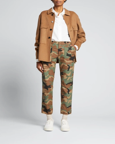 Nili Lotan Jenna Cropped Raw-edge Trousers In Camo