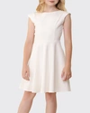 UN DEUX TROIS GIRL'S TEXTURED CAP SLEEVE DRESS,PROD167500023