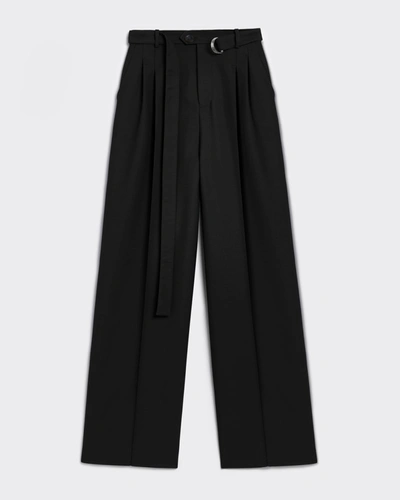 Peter Do Signature Belted Tailored Wool Pants In Black