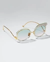 Anna-karin Karlsson Rose Et Le Reve Leopard Round Acetate Sunglasses In Jade