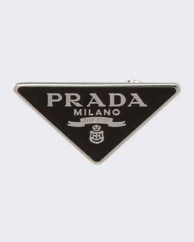 Prada Enamel Triangle Logo Clip Earring, Right In F0002 Nero