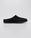 Sorel Falcon Ridge Ii Faux Fur-lined Suede Slipper Shoes In Black, Dark Stone