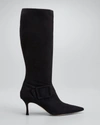 Manolo Blahnik Bayhi Suede Buckle Mid Boots In Blck0015