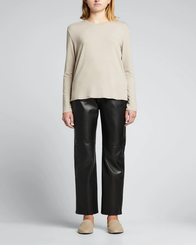 Majestic Soft Touch Crewneck Tee W/ Side Slits In 226 Galet
