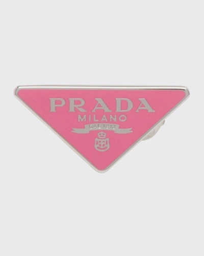 Prada Enamel Triangle Logo Clip Earring, Right In F0638