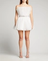 Bronx And Banco Anna Strapless Pleated Tulle Mini Dress In White
