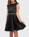 Un Deux Trois Girl's Fit-and-flare Belted Dress In Black