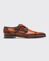 Magnanni Men's Isaac Lizard Double-monk Loafers In Brown