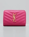 Saint Laurent Ysl Quilted Bifold Compact Wallet In 5526 Fuxia Coutur