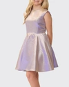 Un Deux Trois Girl's Fit & Flare Iridescent Jacquard Dress In Lilac