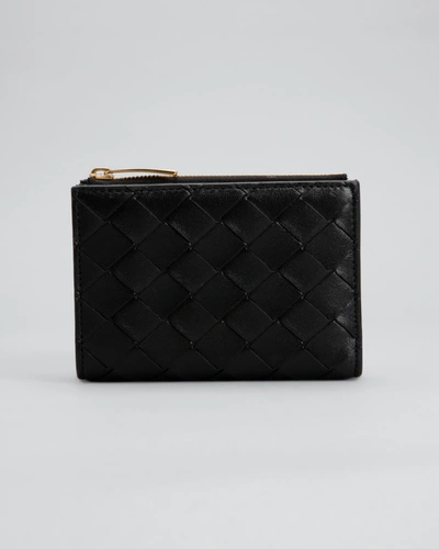 Bottega Veneta Intrecciato Zip Napa Bifold Wallet In Black/gold