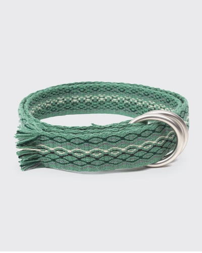 Guanabana Men's Geometric Fringe O-ring Belt, Green In Seafoam