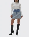 Helmut Lang Inside Out Denim Mini Skirt In Light Wash