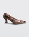 Bottega Veneta Metallic Ruched Transluscent-heel Pumps In Fondant