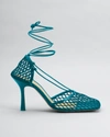 Bottega Veneta Mesh And Nappa Leather Stretch Sandal Blaster In Blaster