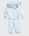 Polo Ralph Lauren Boy's Atlantic Terry Fleece Jogger Set, Sizes 3m-24m In Beryl Blue
