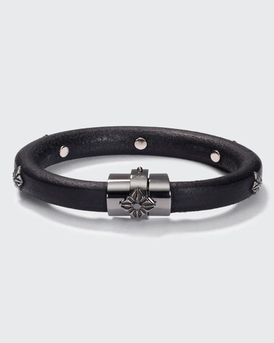 Shamballa Jewels Men's Korne Leather & Black Rhodium Bracelet