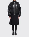 Prada Oversized High-shine Bomber Jacket In F0009 Bianco