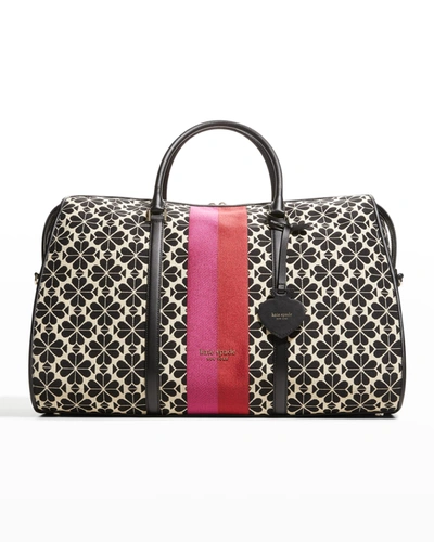 Kate Spade Floral Stripe Jacquard Duffel Weekender Bag In Cream Multi