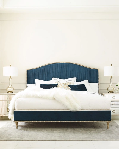 Caracole Fontain Bleau Platform Queen Bed In Blue