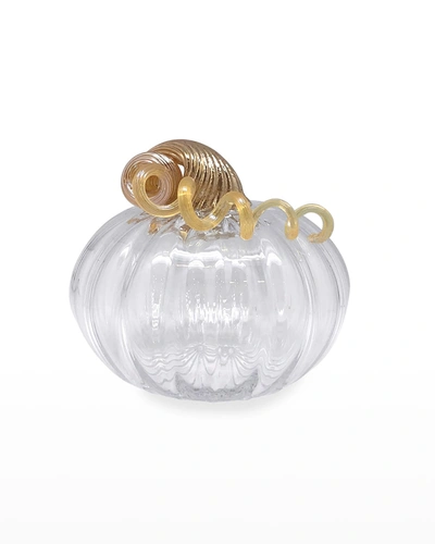 Mariposa Large Clear Glass Pumpkin Decorative Accent In Clear And Gold