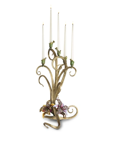 Jay Strongwater Orchid Candelabra In Multi Colors